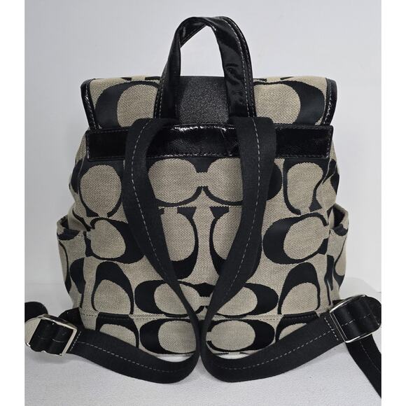 Coach Signature Brown & Tan Canvas Backpack F21928 with Coach Wristlet Beautiful - Picture 7 of 16